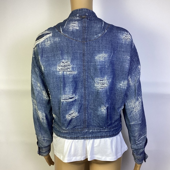 Free People Distressed Denim Jacket XS - Picture 5 of 9
